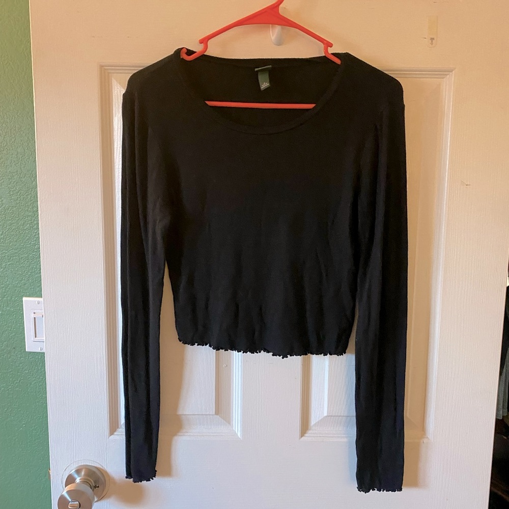 Wild fable black long sleeve crop top